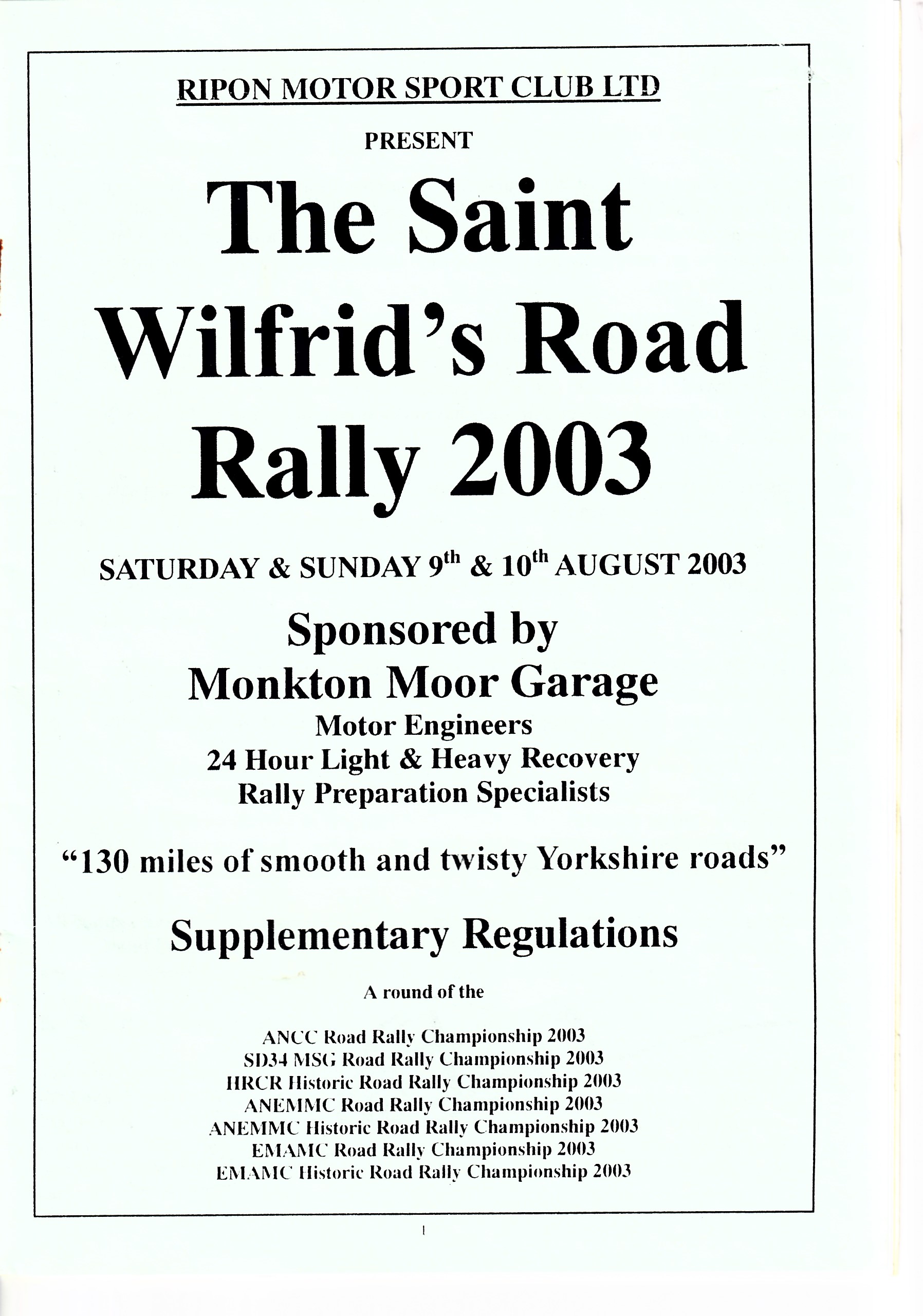Saint Wilfrid's Road Rally 2003